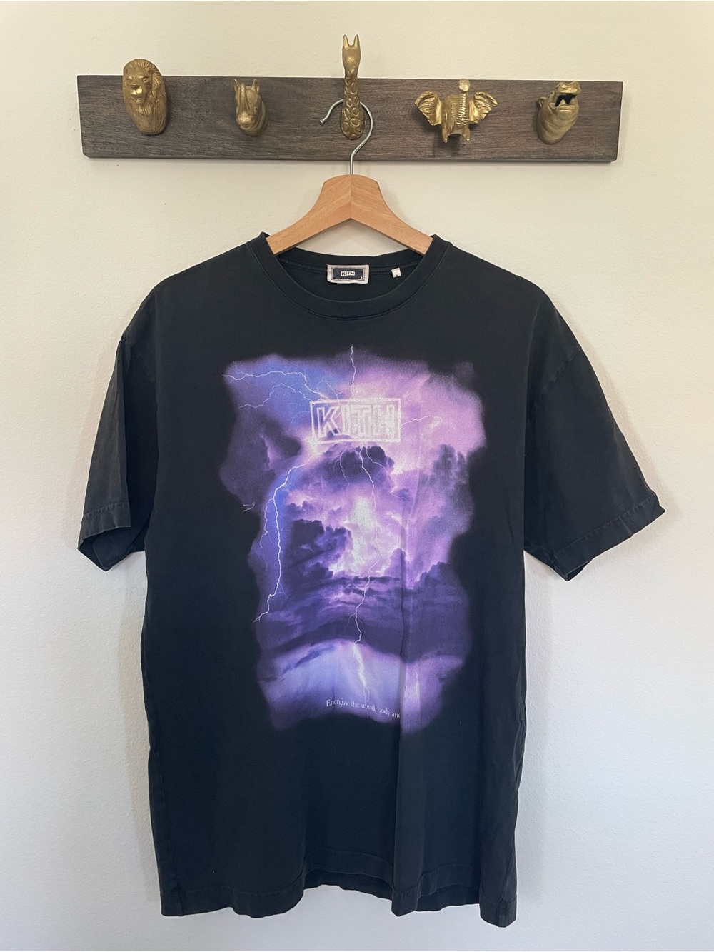 Kith Black Short-Sleeve Tee with Purple Lightning Cloud Graphic - Picture 1 of 3